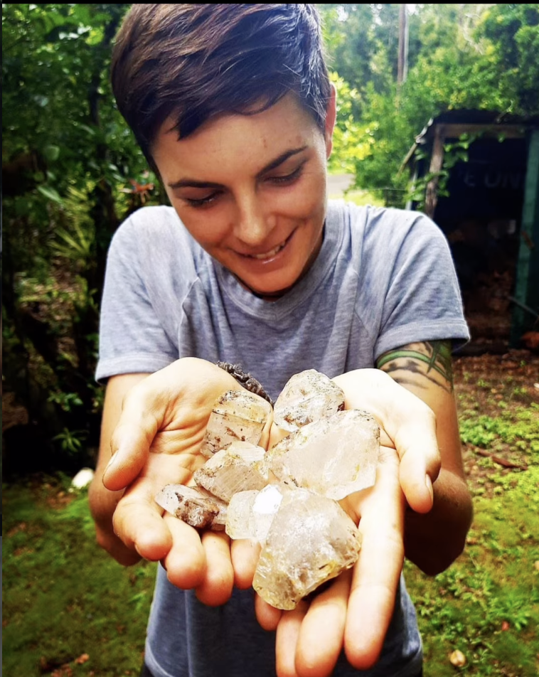 Kelly with her latest fossicking finds, Far North QLD